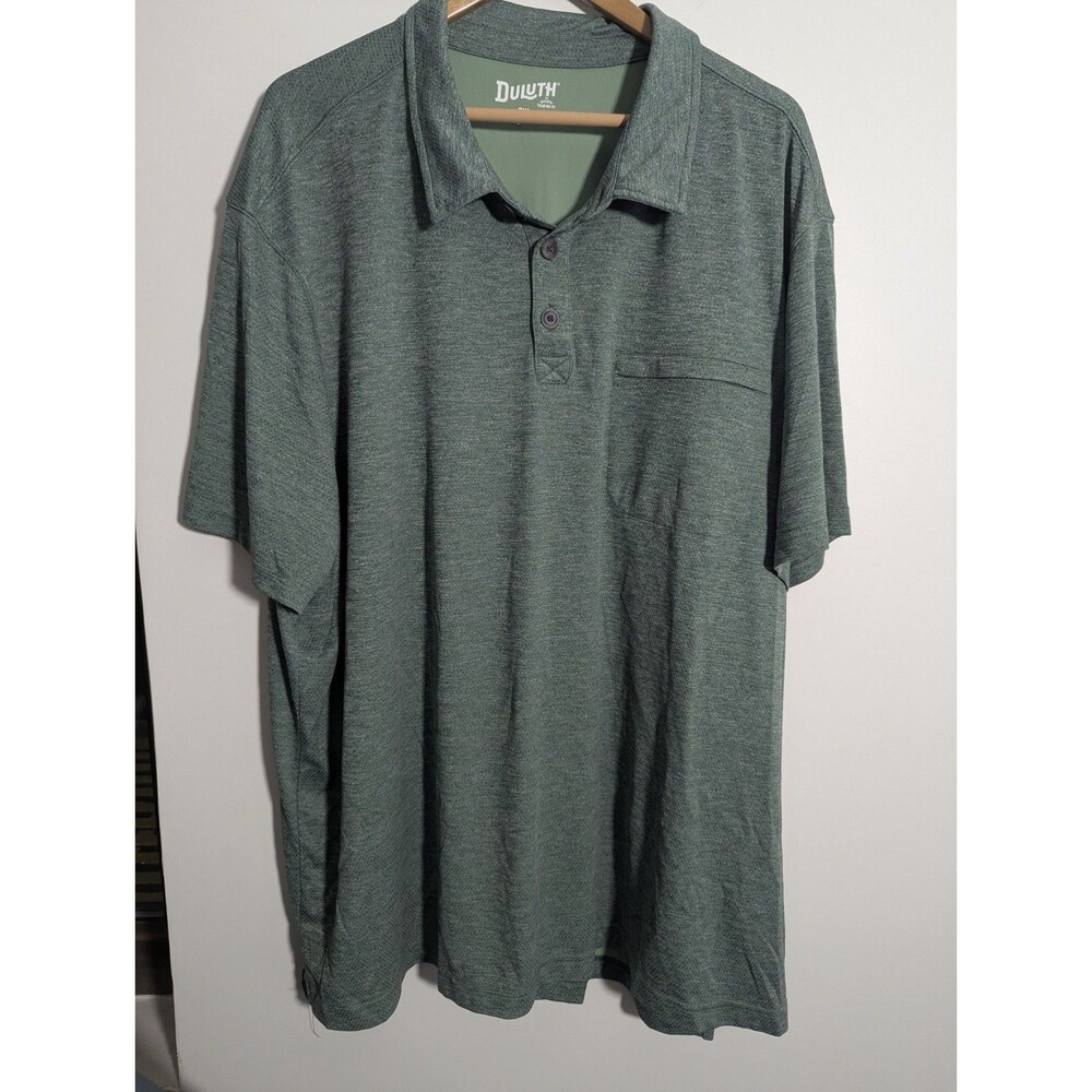 Duluth Moisture Wicking Performance Polo 3XL Mens Green Zipper Front Pocket